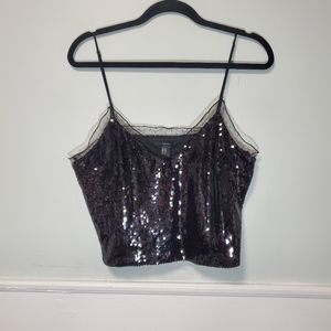 Forever 21 Black sequin crop top